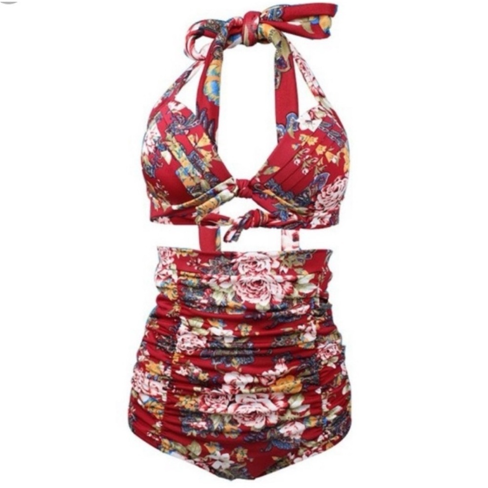 VINTAGE Retro High Waist Floral Bikini Set